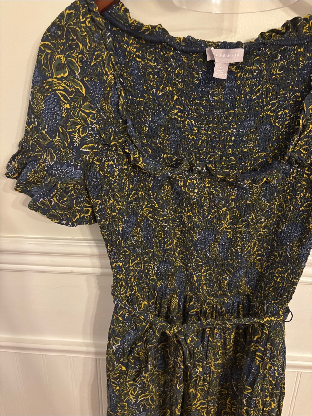 Chelsea28 Navy and Yellow Floral Maxi Dress